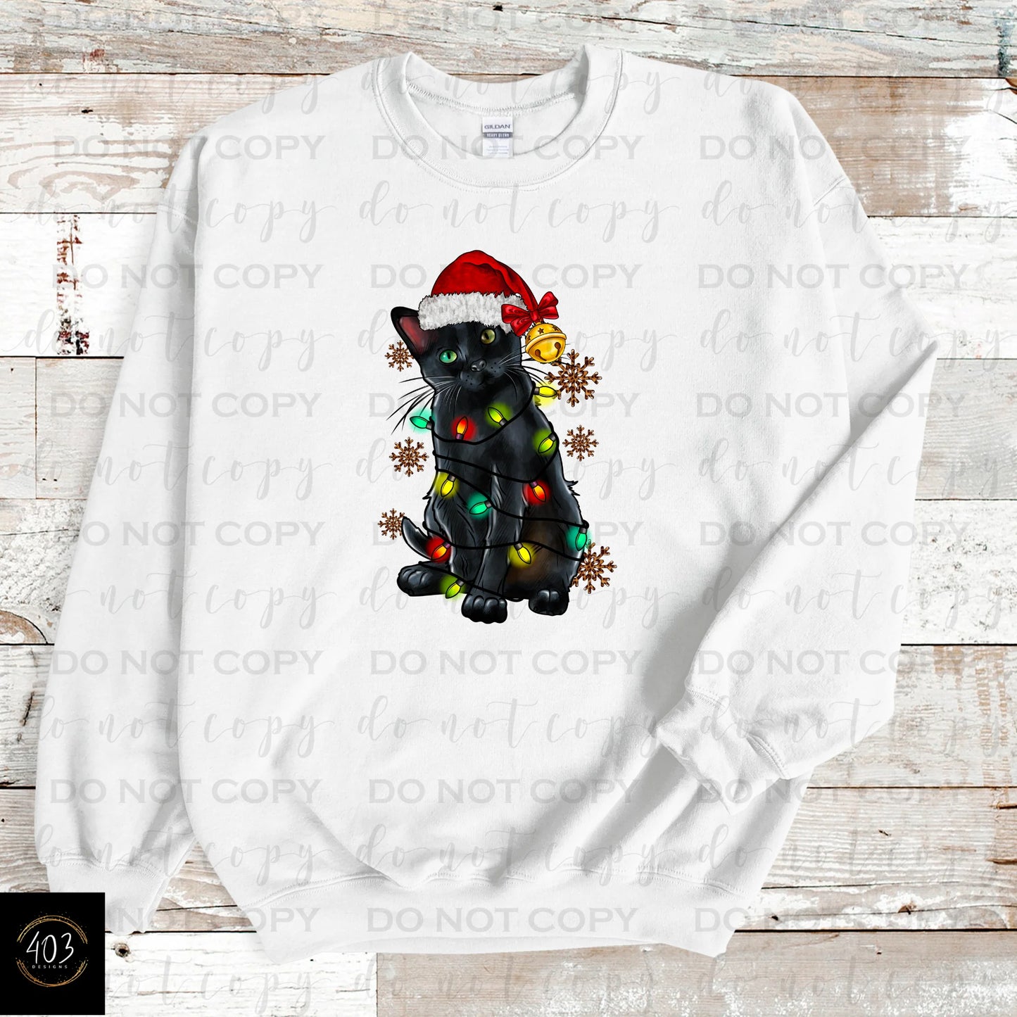 Black Cat With Christmas Lights