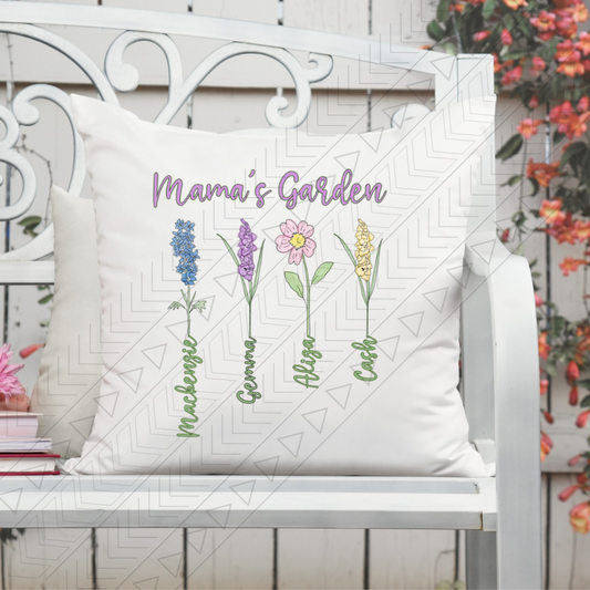 Birth Flower Garden Pillow Cover