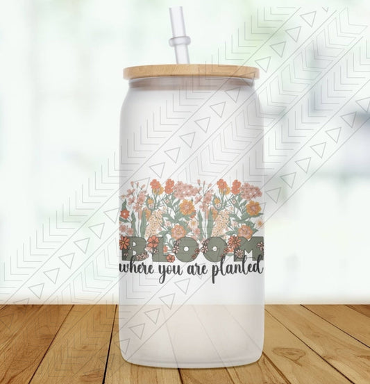 Bloom Glass Can (boho floral)