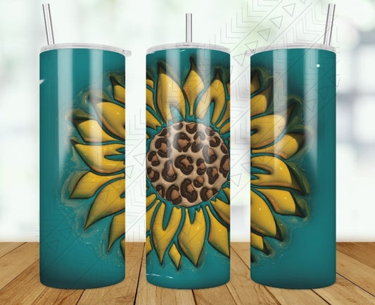 Sunflower Blue Back 3d Puff Tumbler