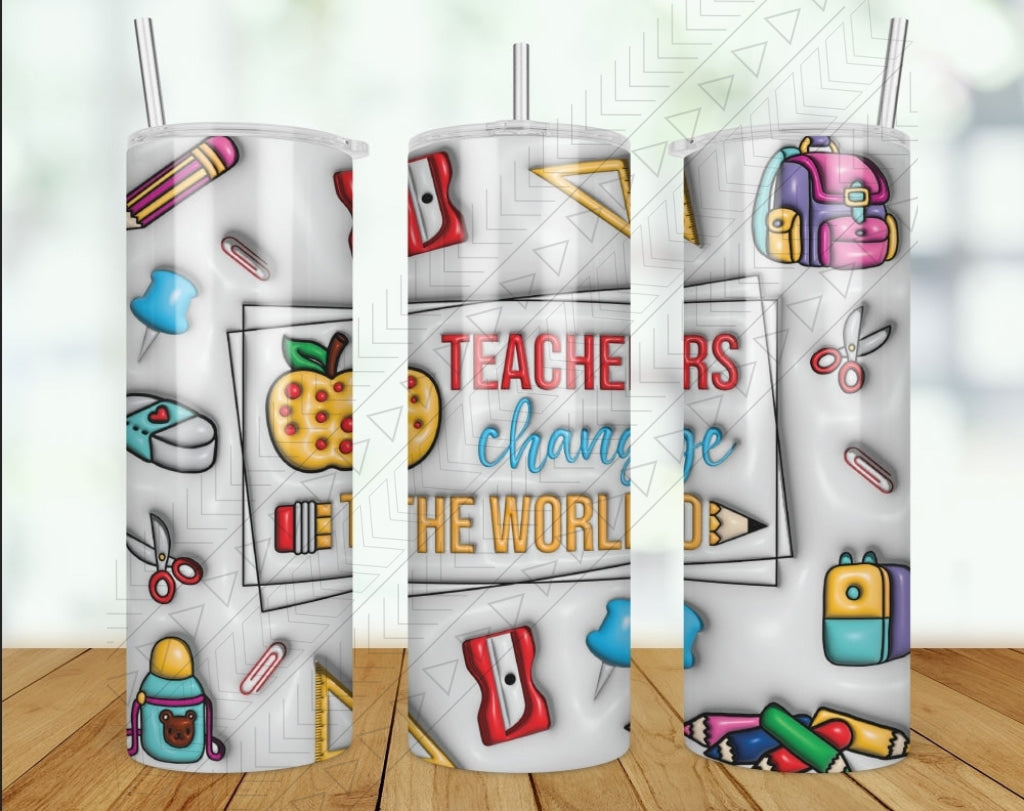 Teachers Change The World 3d Puff Tumbler