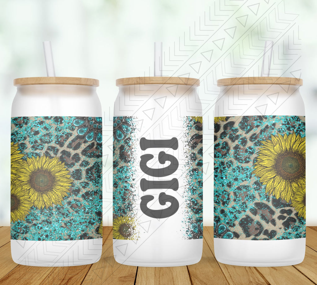 Turquoise Sunflower Personalized